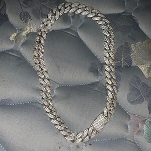 Men's Silver-Tone Iced Cuban Link Chain